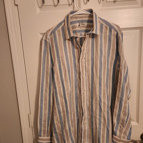 Dea POSITANO size large 100% linen rustic tone shirt made in Italy EXCELLENT CON - Picture 1 of 3
